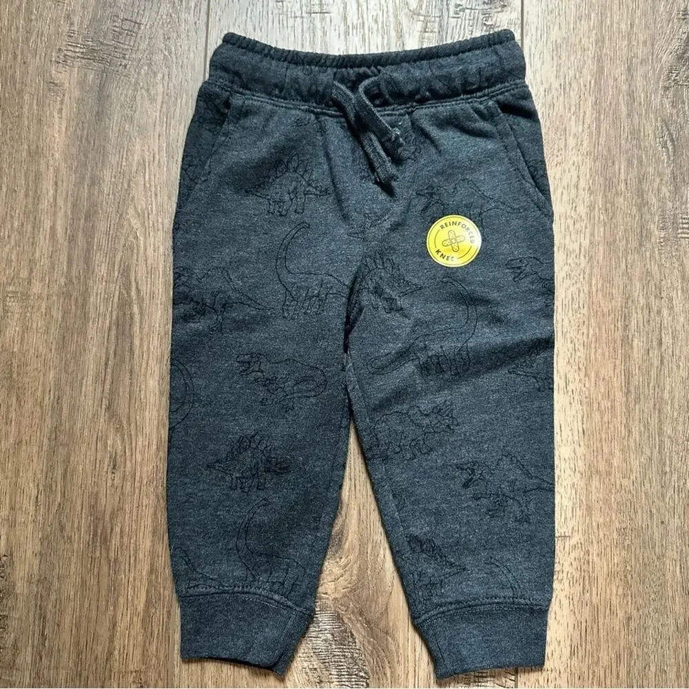 NWT! Cat & Jack Toddler Gray Sweatshirt and Pants Set, Dinosaurs, T-Rex, 18m